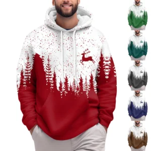 Men's Print Plush Warm Coat Fleece Sweater Casual Coat Pocket Sweater Winter