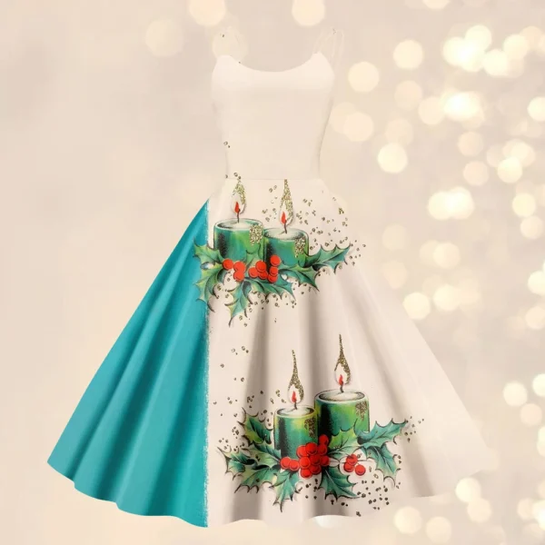 Women's Gothic Cocktail Strapless Christmas Printed Punk Sexy Dress Fashion - Image 16