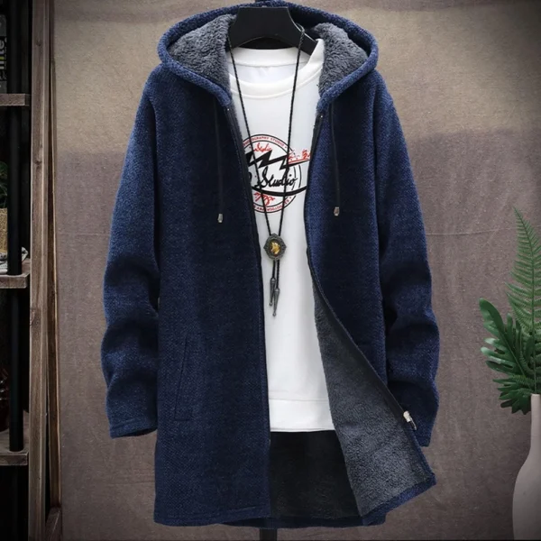 Winter Coat Men's Sweater Knit Sweater Cardigan Men's Hoodie Plus Fleece - Image 9