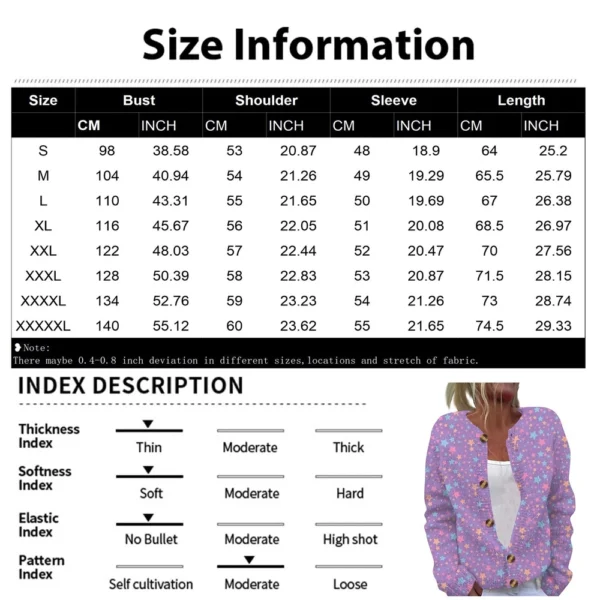 Women's Fashion Printed Valentine's Day Long Sleeved Knitted Cardigan Button - Image 15