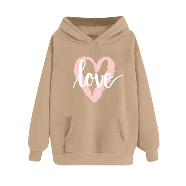 LOVE Women's Fashion Casual Pullover Hoodie Valentine's Day Printed - Image 10