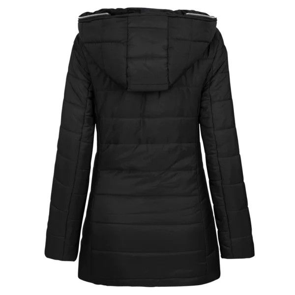 Women's Hooded Warm And Cotton Jacket With Pockets Long Zipper Jacket Cotton - Image 9