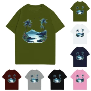 Men's Stand Collar Short Sleeve Shirt Loose Leisure Holiday Shirt Man