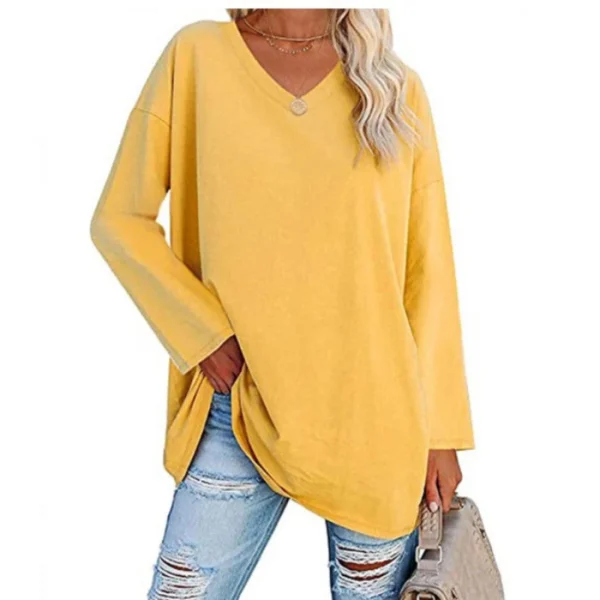 Women's shirt loose collar solid color women's top - Image 29