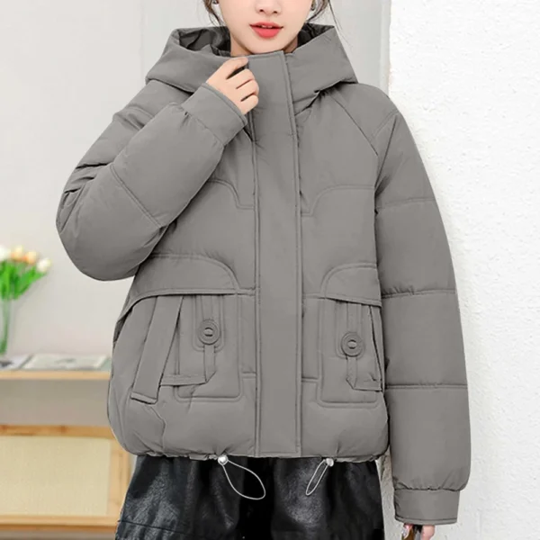 Winter Thickened Cotton-padded Jacket For Age Reduction, Largecollar, Hooded - Image 16