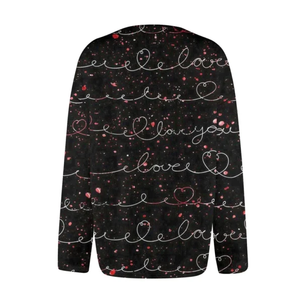 Women's Fashion Printed Valentine's Day Long Sleeved Knitted Cardigan Button - Image 10