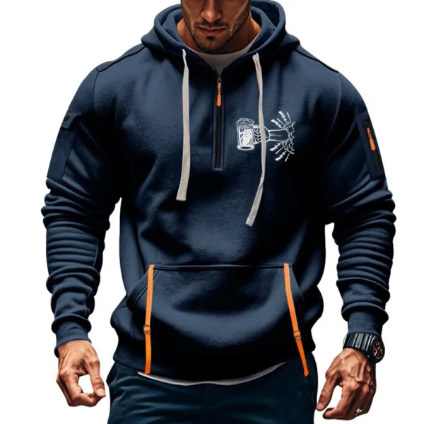 Men's Printed Sweatshirt Hoodie Zipper Arm Pocket Cardigan Men's Sports Large - Image 28