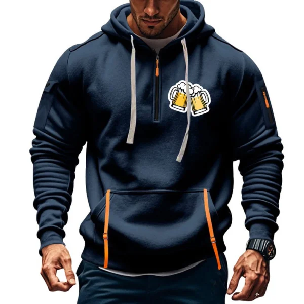 Men's Printed Sweatshirt Hoodie Zipper Arm Pocket Cardigan Men's Sports Large - Image 28