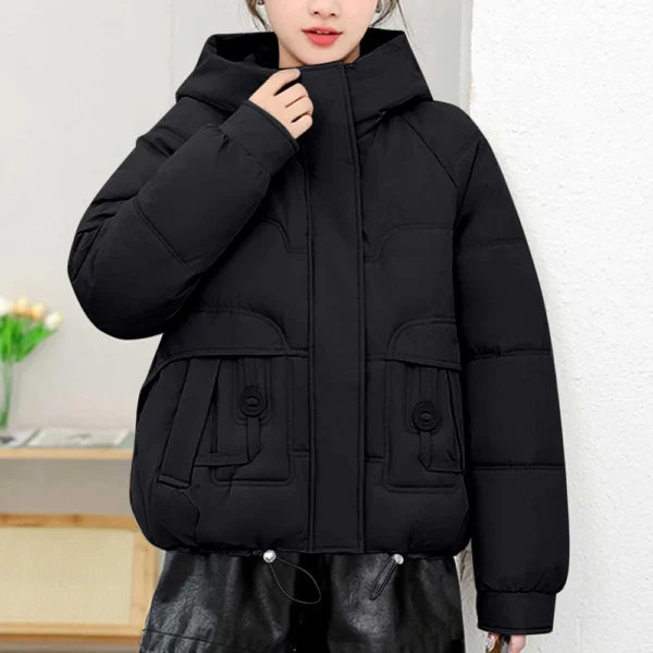 Winter Thickened Cotton-padded Jacket For Age Reduction, Largecollar, Hooded - Image 13