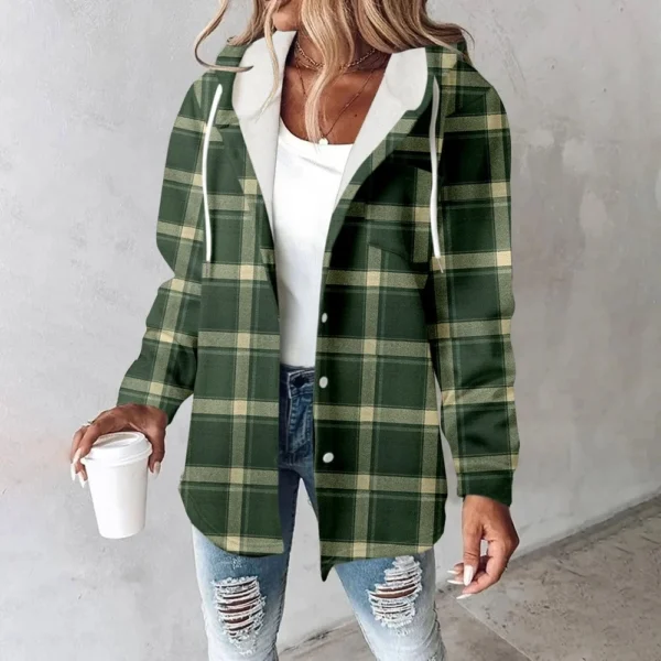 Fleece Hoodies For Women Warm Print Sweatshirt Button Lined Drawstring Hooded - Image 19