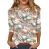 Women's Printed Tops Plus Size Casual Easter Basic Fashion 3/4 Sleeve Pullover - Image 32