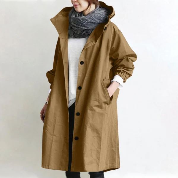 Jacket For Women Casual Plus Size Coat Solid Color Mid Length Windbreaker - Image 22