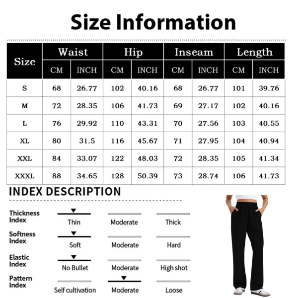 Women's Fashion Straight Casual Hundred Draped Sweat Casual Pants With Pockets - Image 2