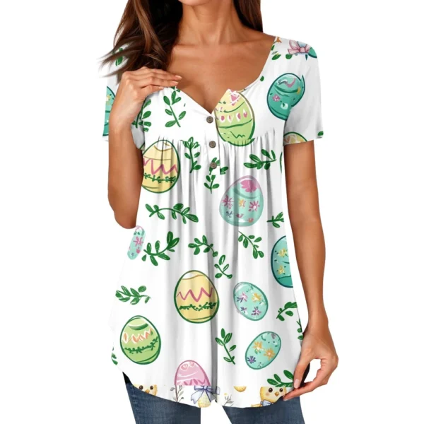 Women's Casual Daily Printed Round Neck Fashion Short Sleeved Loose T-Shirt - Image 22