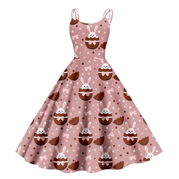 Women's  Casual Fashion Flower Print Sexy Off Shoulder Punk Retro Skirt - Image 2