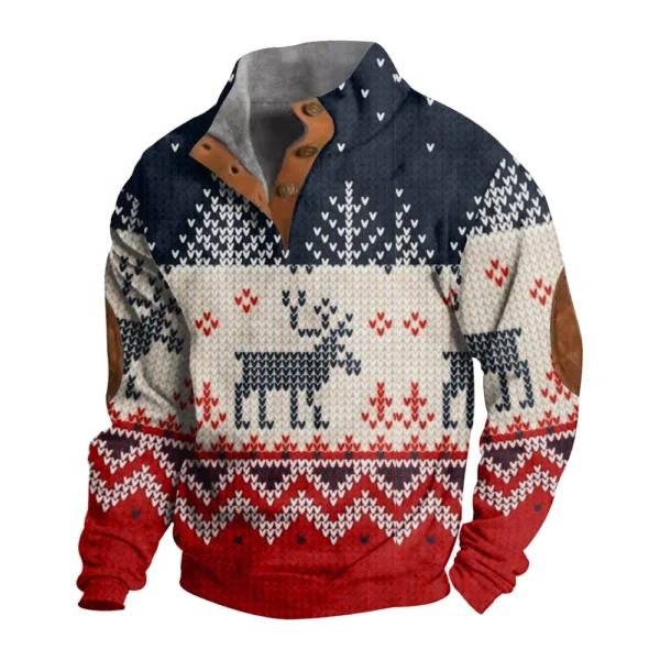 Men's Buttoned Sweatshirt With European And American Autumn/winter Printed Long - Image 2