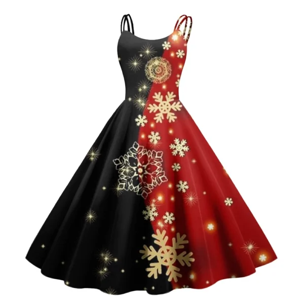 Women's Strapless Punk Sexy Gothic Cocktail Fashion Printed Dress Christmas - Image 32