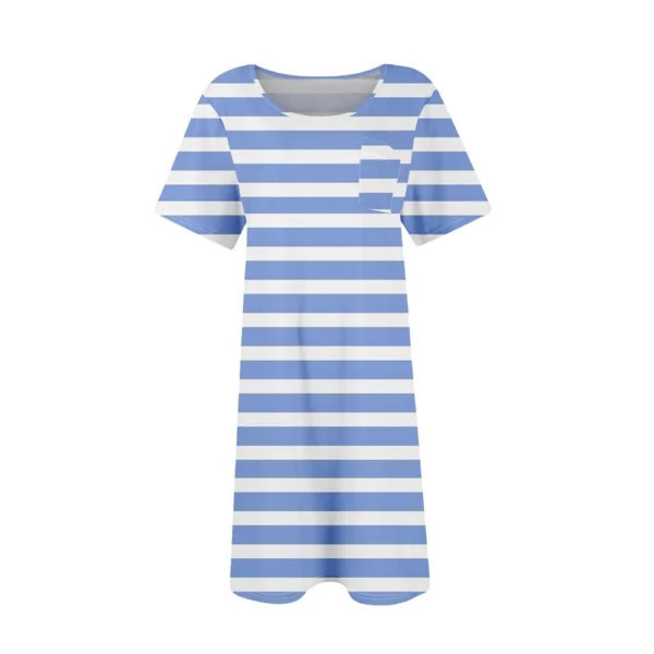 Womens Summer Dresses Short Sleeve Linen Casual T-Shirt Dresses Swing Beach - Image 12