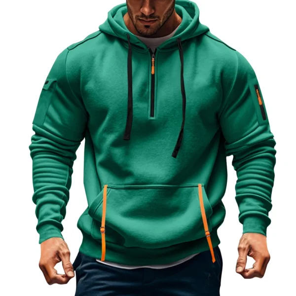 Men's Sweatshirt Hoodie Zipper Arm Pocket Cardigan Men's Sports Large Size - Image 13
