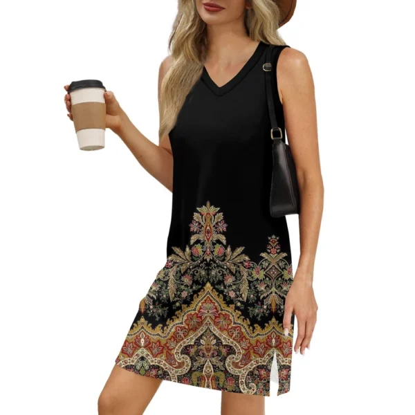Women's V-neck Summer Casual Beach Vacation Women's Sleeveless Vintage Print - Image 11