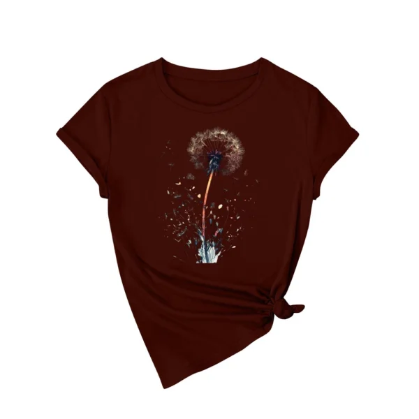 Women's Casual Printed Short Sleeved Round Neck Loose Daily Fashion T-Shirt - Image 3