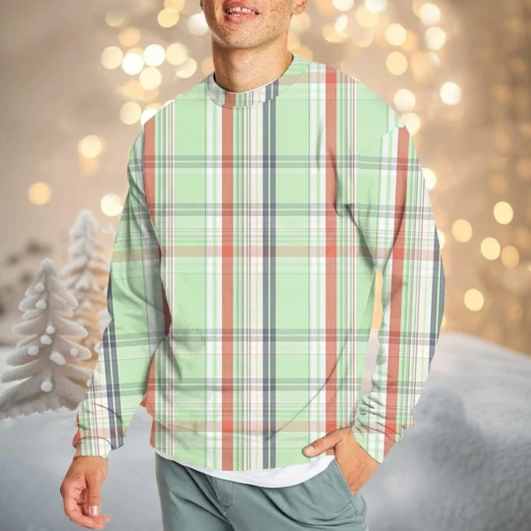 Men's Casual Fashion Comfortable Plaid Round Neck Pullover Sweatshirt Sweatshirt - Image 17