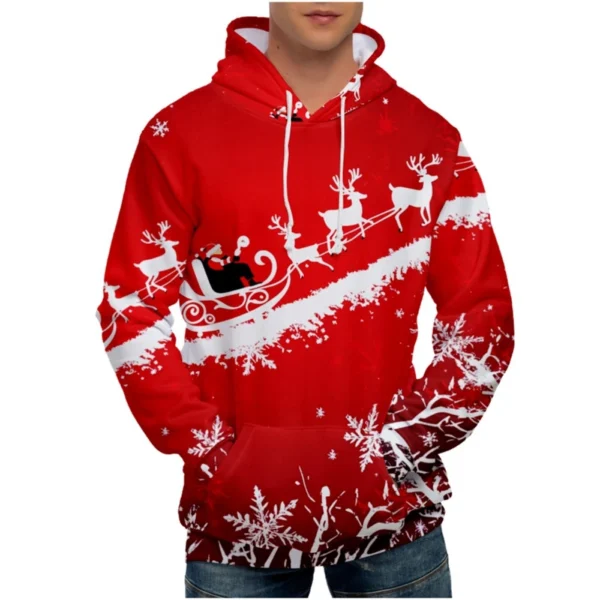 Men's Loose Printed Hooded Sweatshirt Men's Casual Fashion Sports Sweatshirt - Image 2