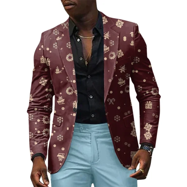 Unisex Winter Christmas Prints Suit Jackets Unisex Casual Fashion Button Jackets - Image 31