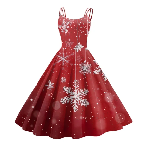 Women's Fashion Christmas Printed Sexy Strapless Gothic Cocktail Dress Punk, - Image 59