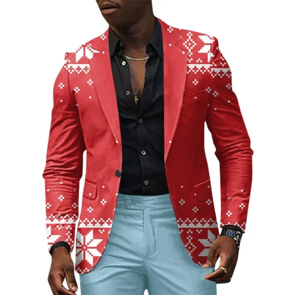 Unisex Winter Christmas Prints Suit Jackets Unisex Casual Fashion Button Jackets - Image 19