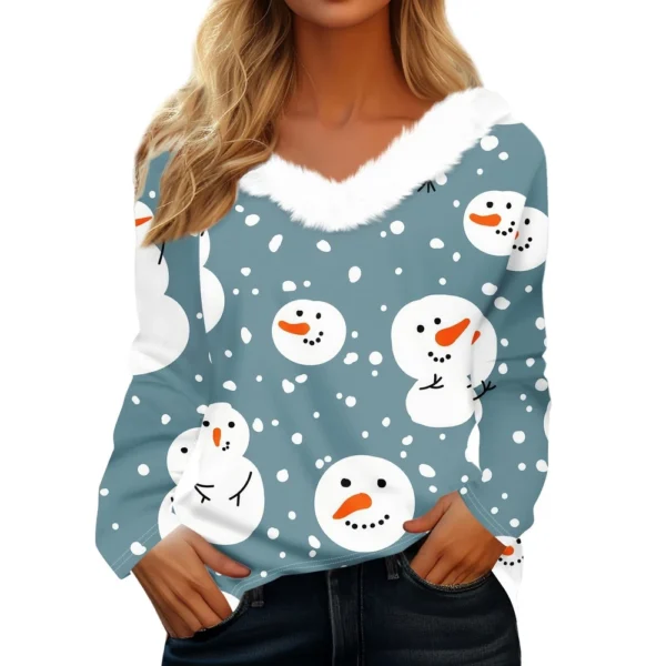 Long Sleeve Shirts For Women Cute Tops Christmas Prints Tees  Blouses Casual - Image 31