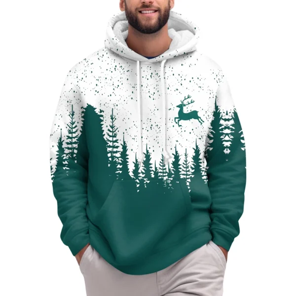 Men's Print Plush Warm Coat Fleece Sweater Casual Coat Pocket Sweater Winter - Image 23