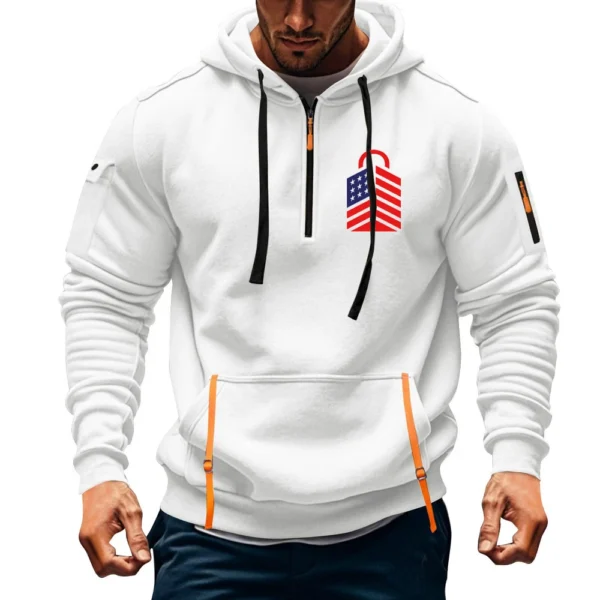 Men's Printed Sweatshirt Hoodie Zipper Arm Pocket Cardigan Men's Sports Large - Image 34