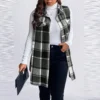 Women's Plaid Sleeveless Waistcoat Fashion Loose Women's Woolen Coat - Image 6