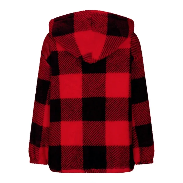 Fall Winter Ethos Plaid Casual Long-sleeved Hooded Cardigan Zipper Coat - Image 33