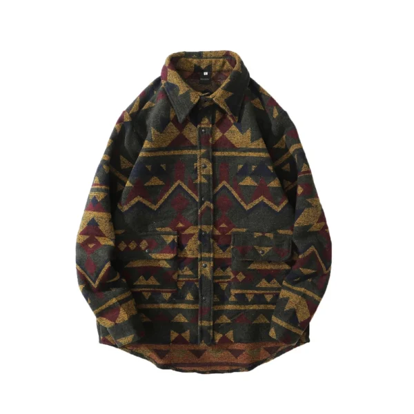 Retro Ethnic Long Sleeved Shirt Men'S Street Loose Fashion Jacket - Image 29