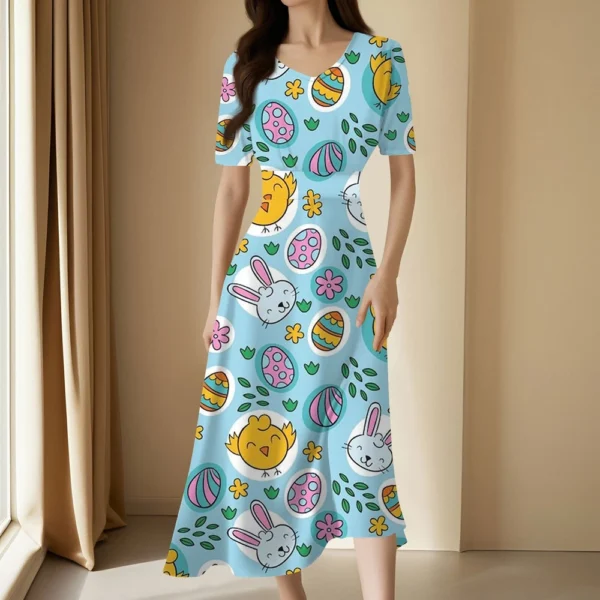 Women's Easter Loose Casual Sundresses Dresses Fashion Summer Printed Dress - Image 25