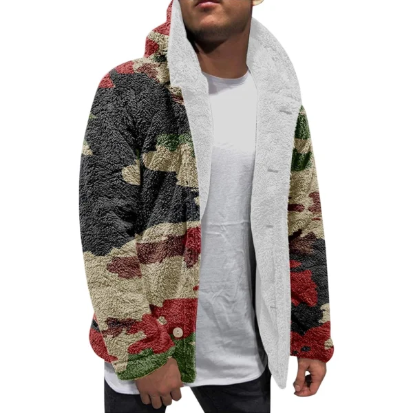 Men'S Winter Zipper Hooded Fleece Sweatshirt With Patch Pocket Casual Jacket - Image 2