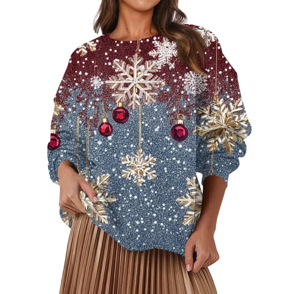 Women's Fashion Casual Round Neck Loose Long Sleeve Solid Color Sweatshirt - Image 11