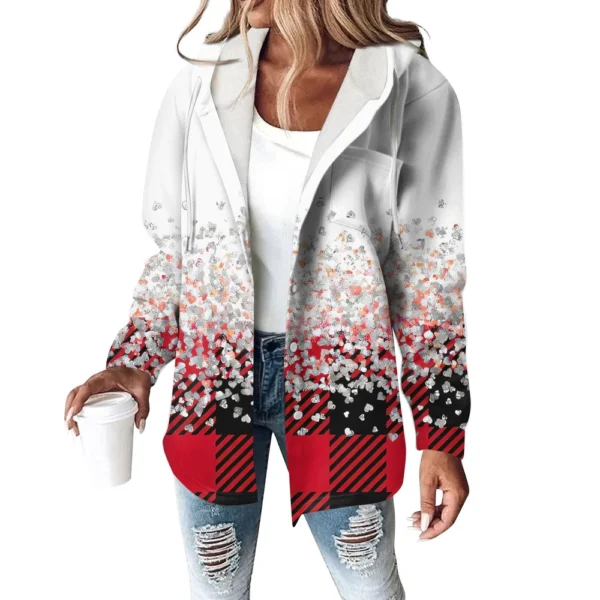 Women's Coat Casual And Fashionable Composite Thick And Warm Printed Hooded - Image 4