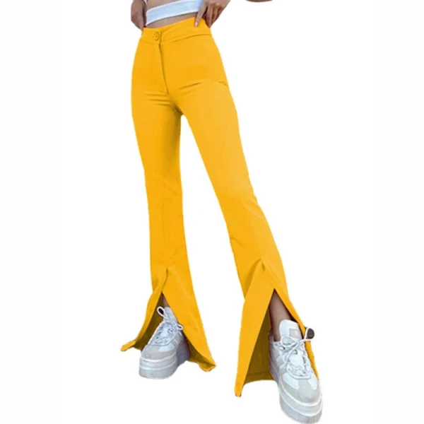 Split-cut personalized solid color flared pants - Image 3