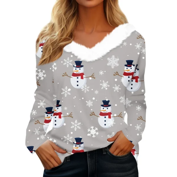 Long Sleeve Shirts For Women Cute Tops Christmas Prints Tees  Blouses Casual - Image 17