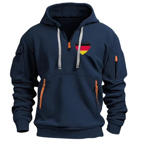 Men's Printed Sweatshirt Hoodie Zipper Arm Pocket Cardigan Men's Sports Large - Image 3