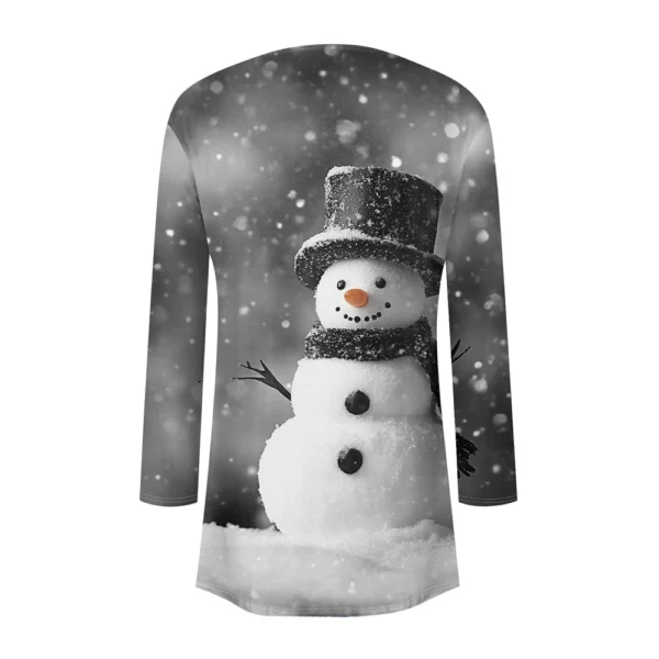 Women's Cardigan Christmas Printed Jacket Casual Medium Length Fashion Coat - Image 12