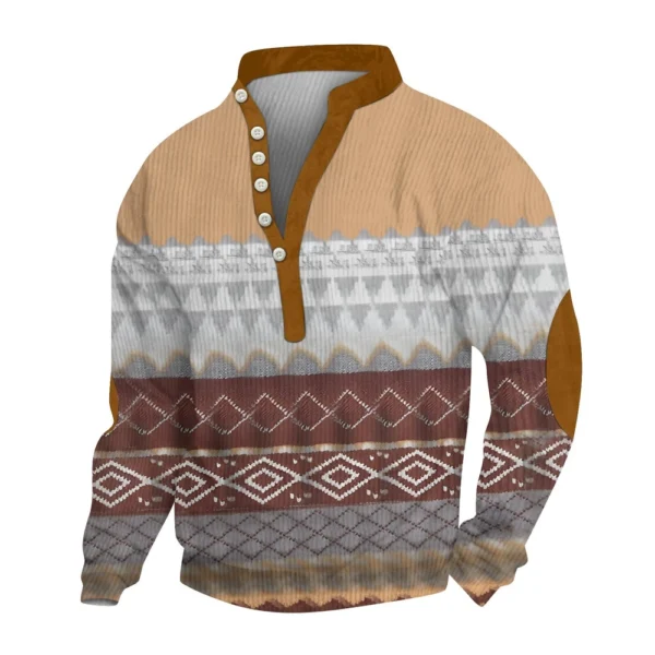 Men's Corduroy Cardigan 6-button Long-sleeved Sweatshirt - Image 23