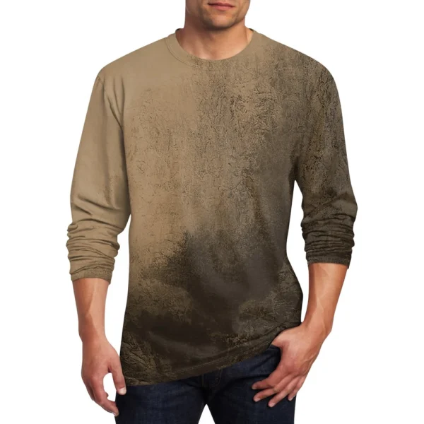 Men's T Shirt O-Neck Clothing Apparel Outdoor Long Sleeve Print Fashion - Image 2