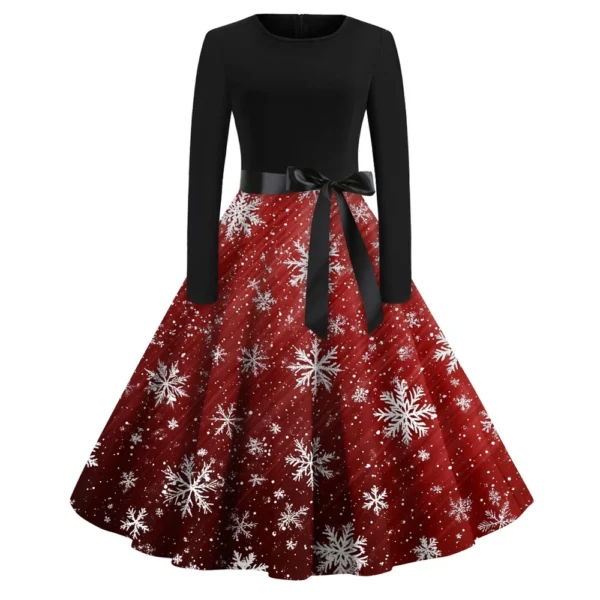Women's Casual And Fashionable Round Neck Printed Vintage Dress - Image 3