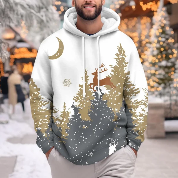 Men's Print Plush Warm Coat Fleece Sweater Casual Coat Pocket Sweater Winter - Image 22