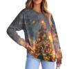 Women's Casual Fashion Comfortable Raglan Sleeve V-Neck Christmas Print - Image 29