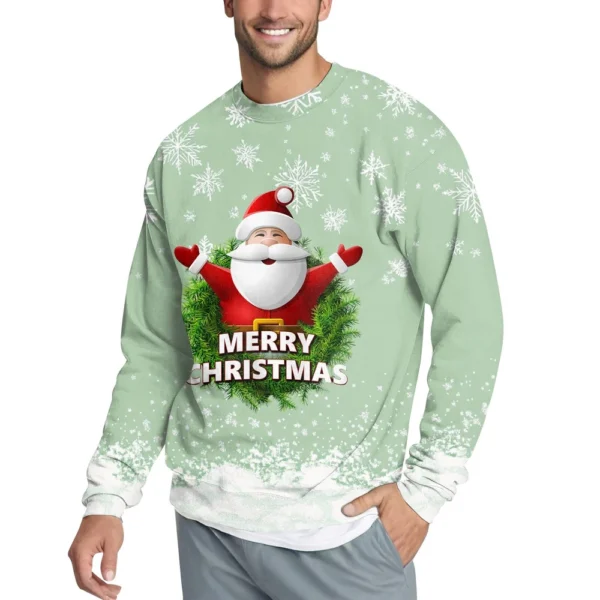 Men's Casual Fashion Comfortable Christmas Printed Round Neck Pullover - Image 41